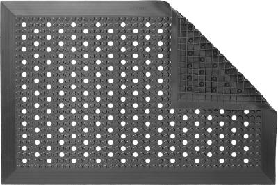ESD Anti-Fatigue Floor Mat with Holes | Nitrile Smooth Conductive ESD | Black | 50 x 120 cm | Grounding Cord + Snap (15')